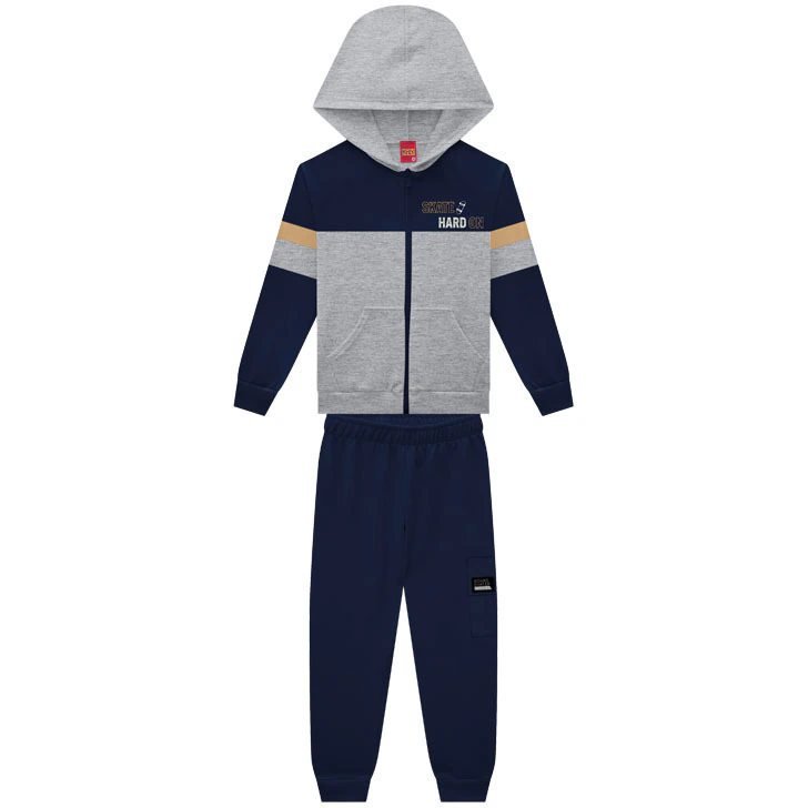 Conjunto Infantil Menino com Capuz Kyly - Cinza