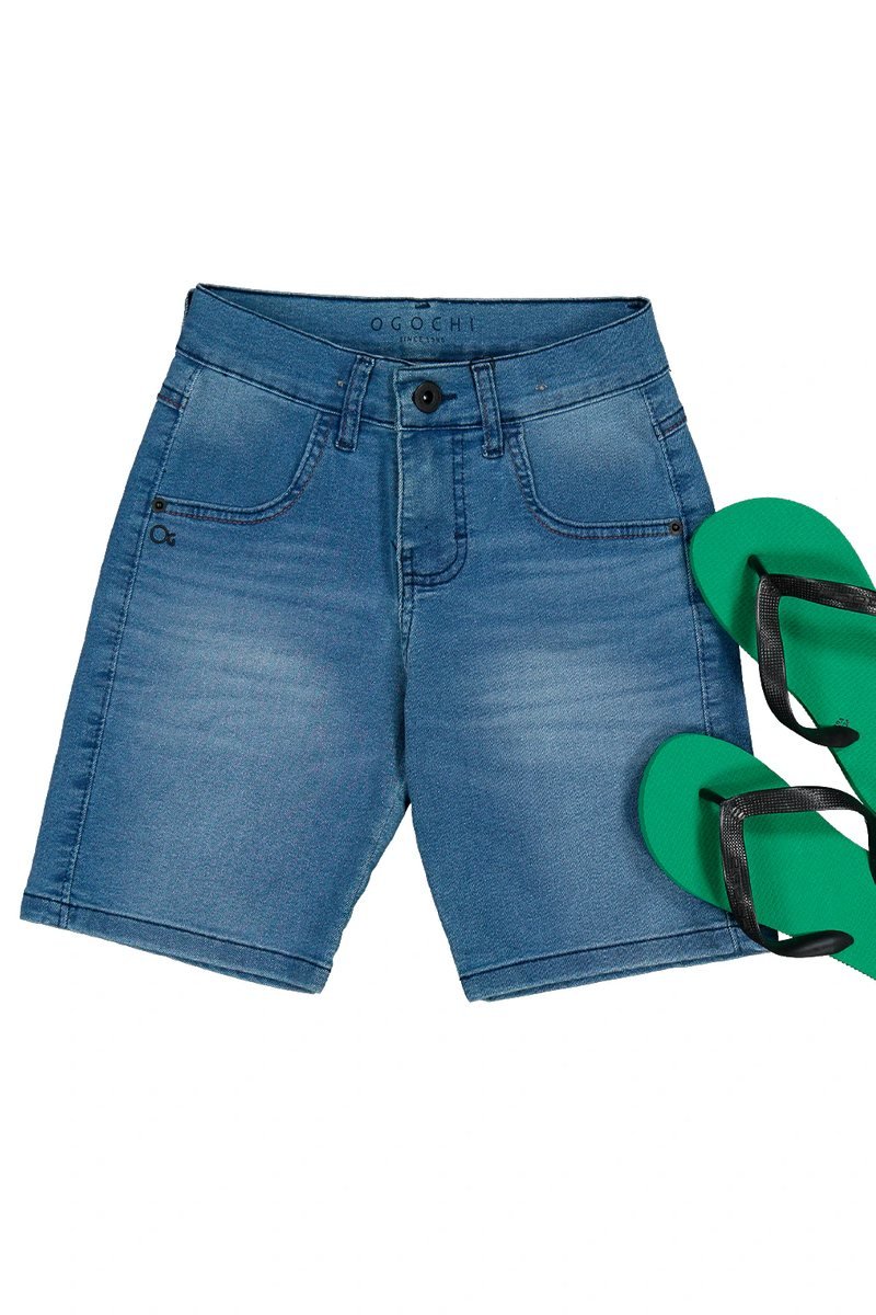 Bermuda Jeans Infantil Pocket Ogochi Azul Medio, foto 7