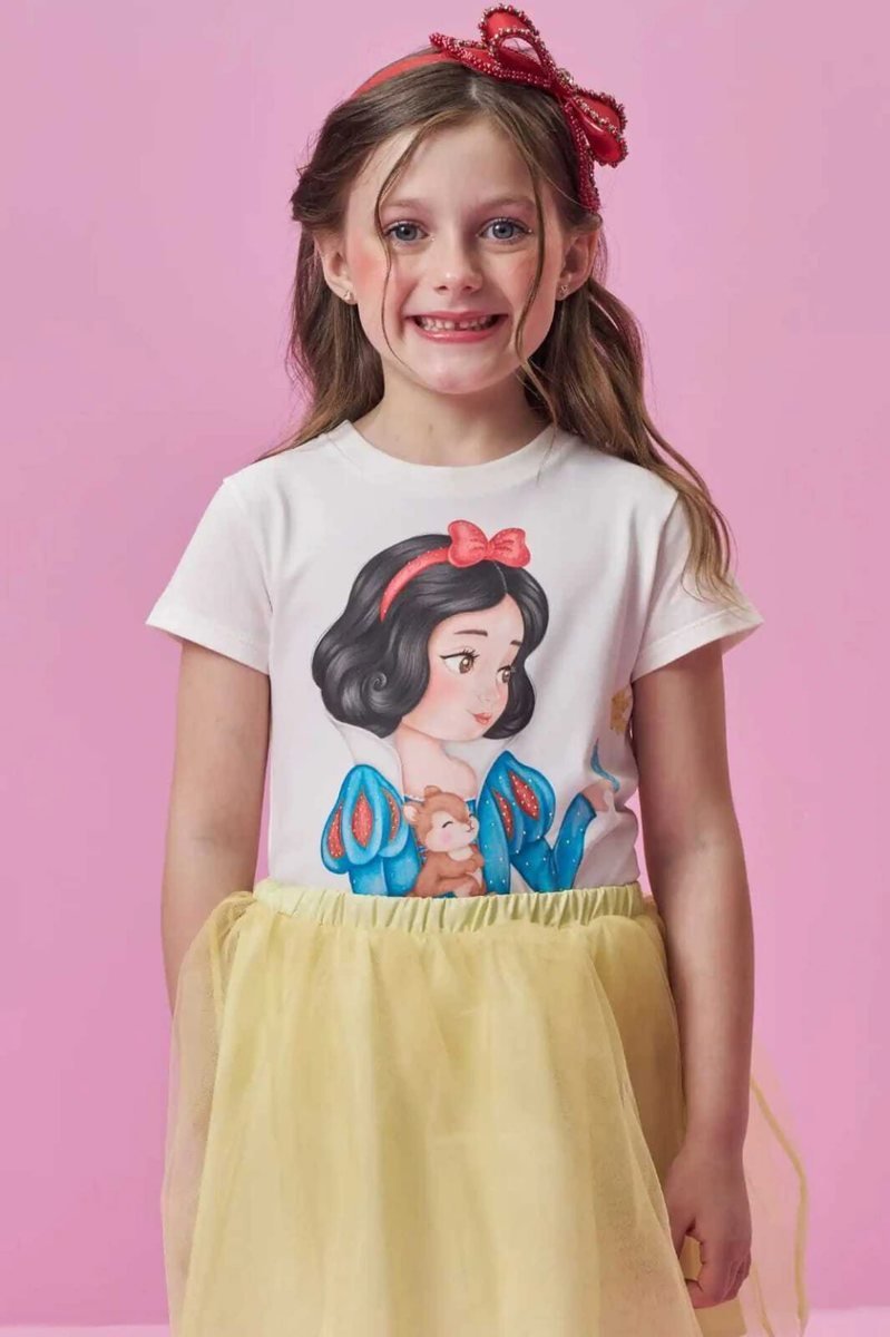 Blusa em Meia Malha Kukiê Infantil Menina - Branca de Neve, foto 6