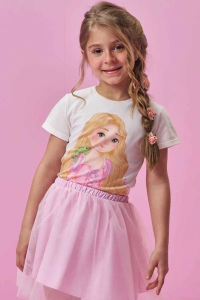 Blusa Meia Malha Kukiê Infantil Menina - Rapunzel