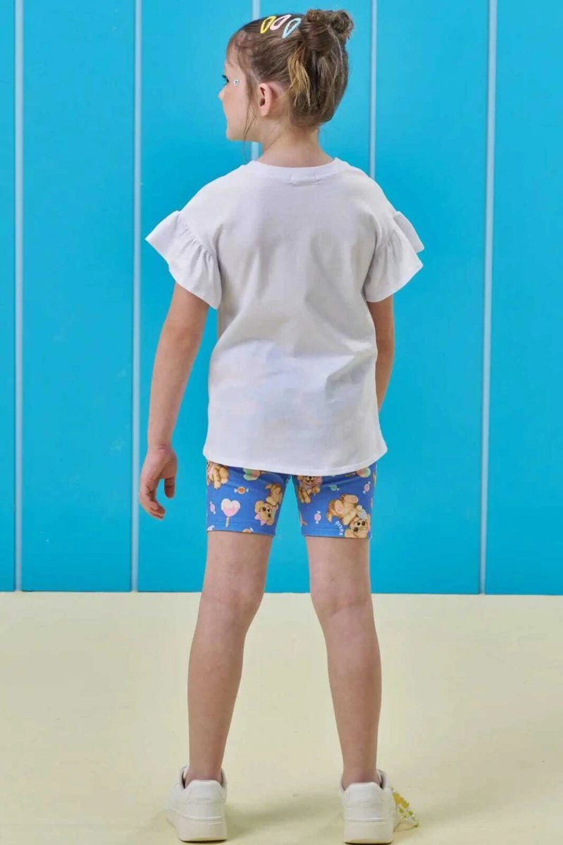 Conjunto de Blusa em Meia Malha e Bermuda Biker em Molecotton Kukiê Infantil Menina, foto 2