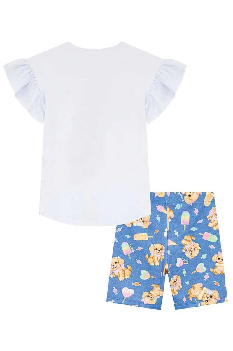 Conjunto de Blusa em Meia Malha e Bermuda Biker em Molecotton Kukiê Infantil Menina, foto 4