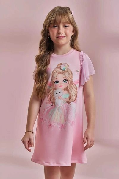 Vestido em Molecotton Kukiê Infantil Menina