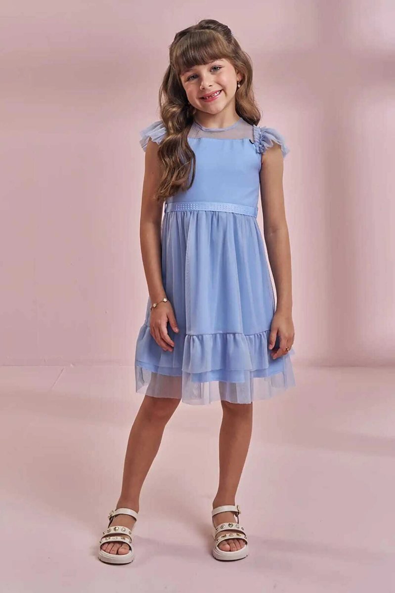 Vestido em Tule com Elastano Kukiê Infantil Menina