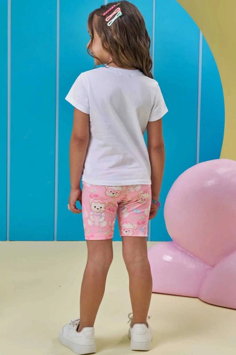 Bermuda Biker em Molecotton Kukiê Infantil Menina - Ursos, foto 2