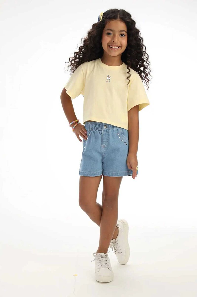 Blusa em Meia Malha Kukiê Infantil Menina - Amarelo, foto 6