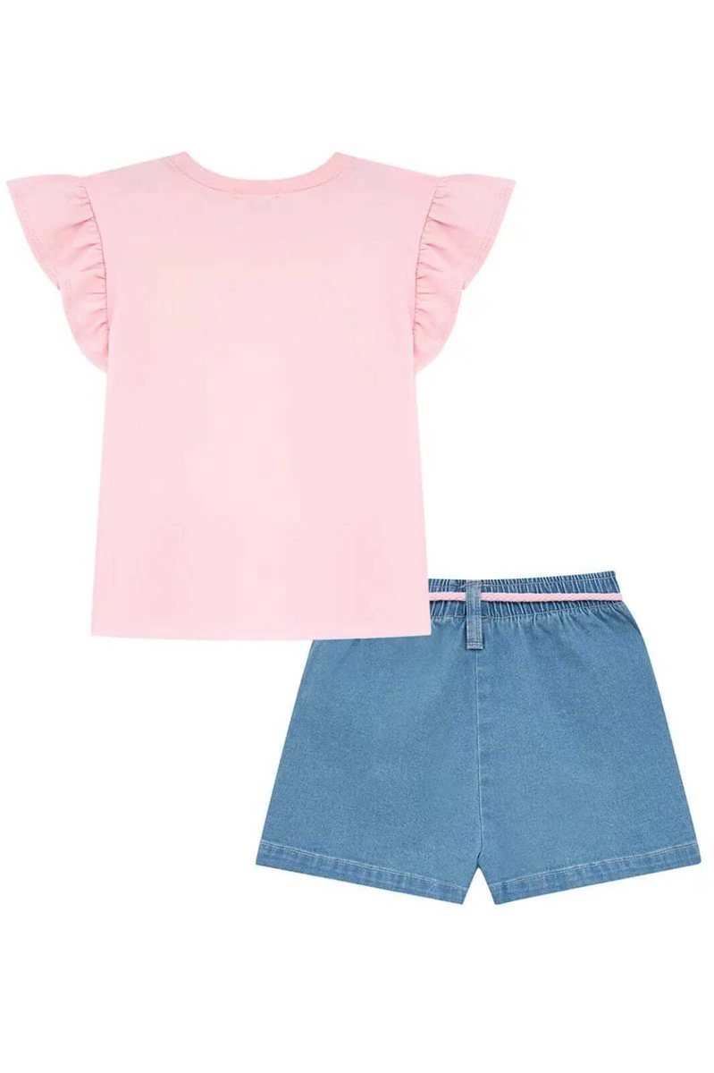 Conjunto de Blusa em Meia Malha e Shorts em Jeans com Elastano Kukiê Infantil Menina, foto 4