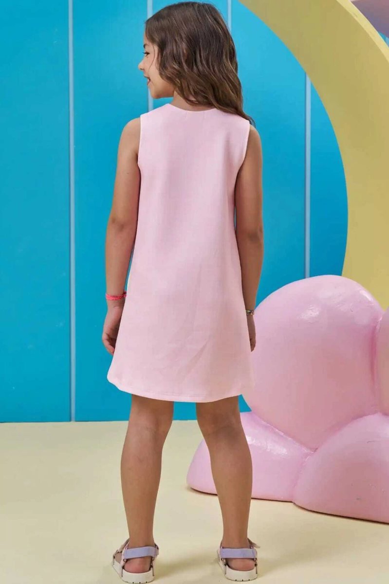 Vestido em Fly Tech Kukiê Infantil Menina- gato rosa, foto 2