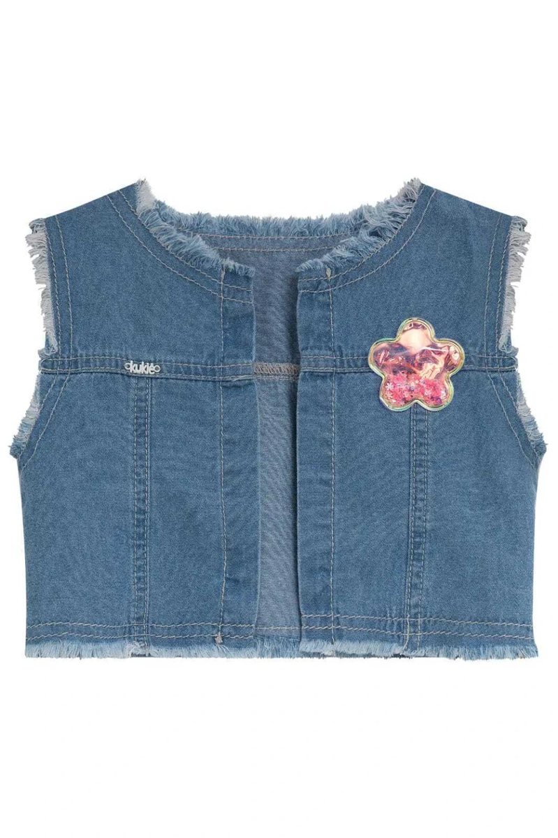 Vestido em Molecotton e Colete em Jeans Kukiê Infantil Menina, foto 4