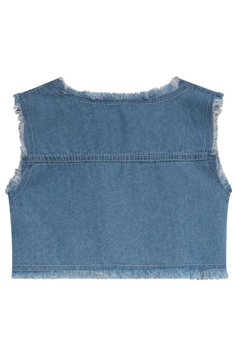 Vestido em Molecotton e Colete em Jeans Kukiê Infantil Menina, foto 5