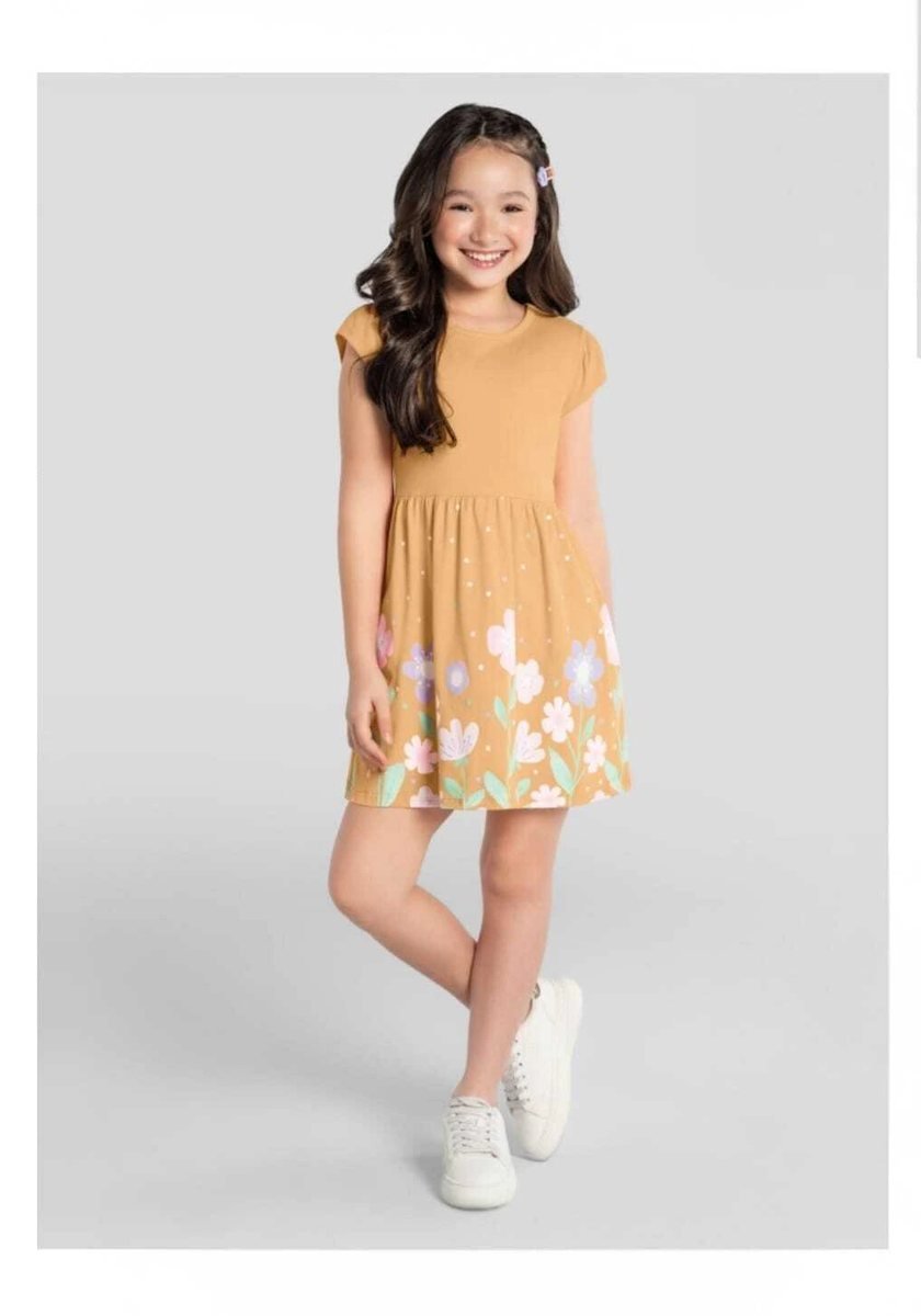 Vestido Infantil Menina em Meia Malha Brandili - Laranja, foto 2