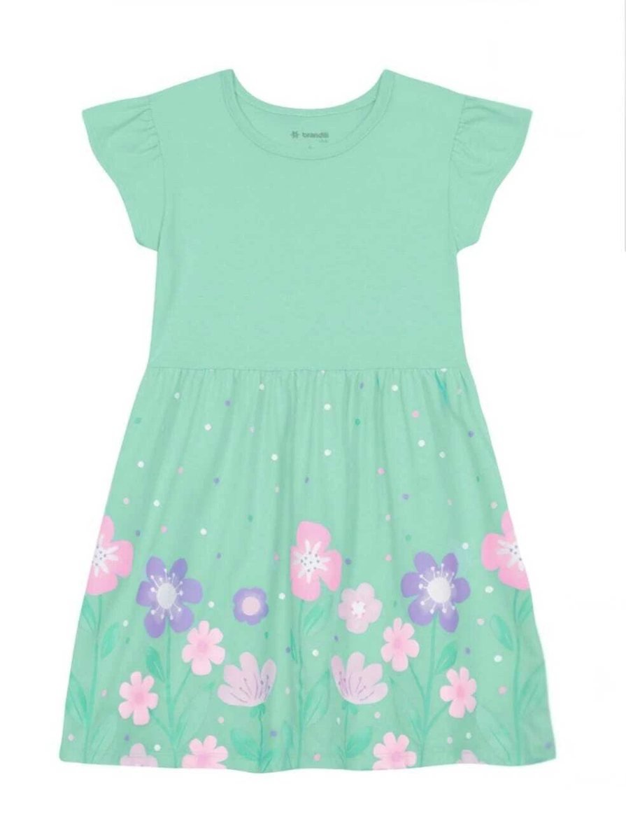 Vestido Infantil Menina em Meia Malha Brandili - Verde