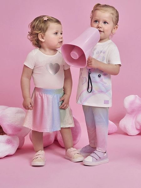 Conjunto Cinti Body Bebê Menina com Saia Holográfica