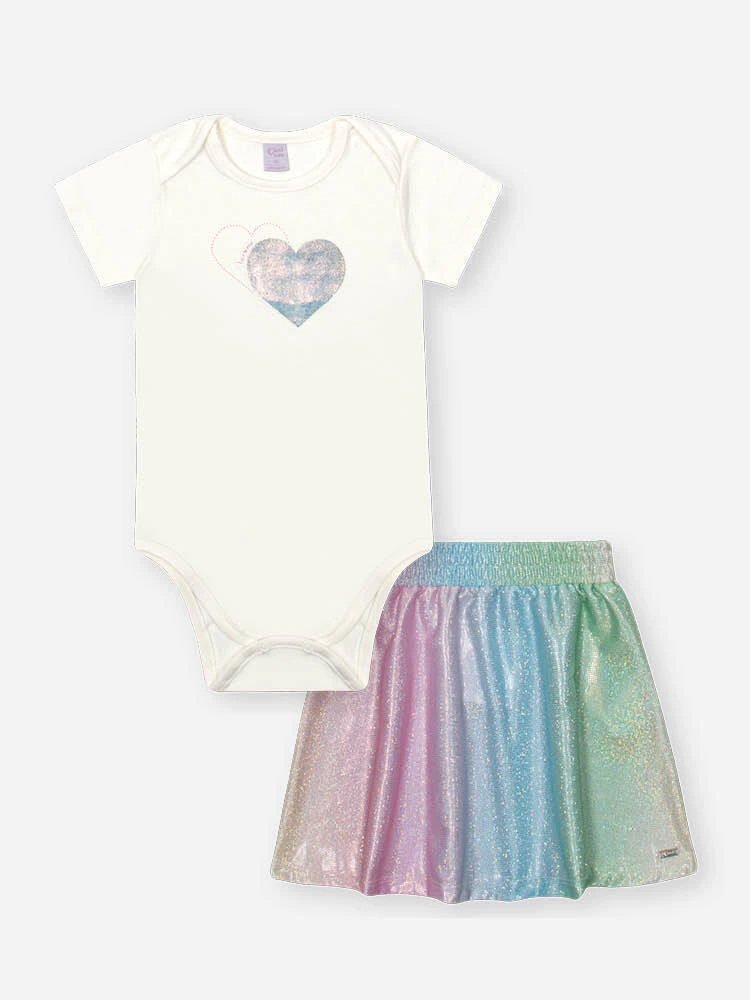 Conjunto Cinti Body Bebê Menina com Saia Holográfica, foto 2