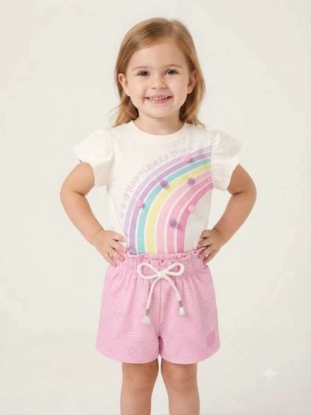 Conjunto Cinti Blusa Pompom e Shorts Linho