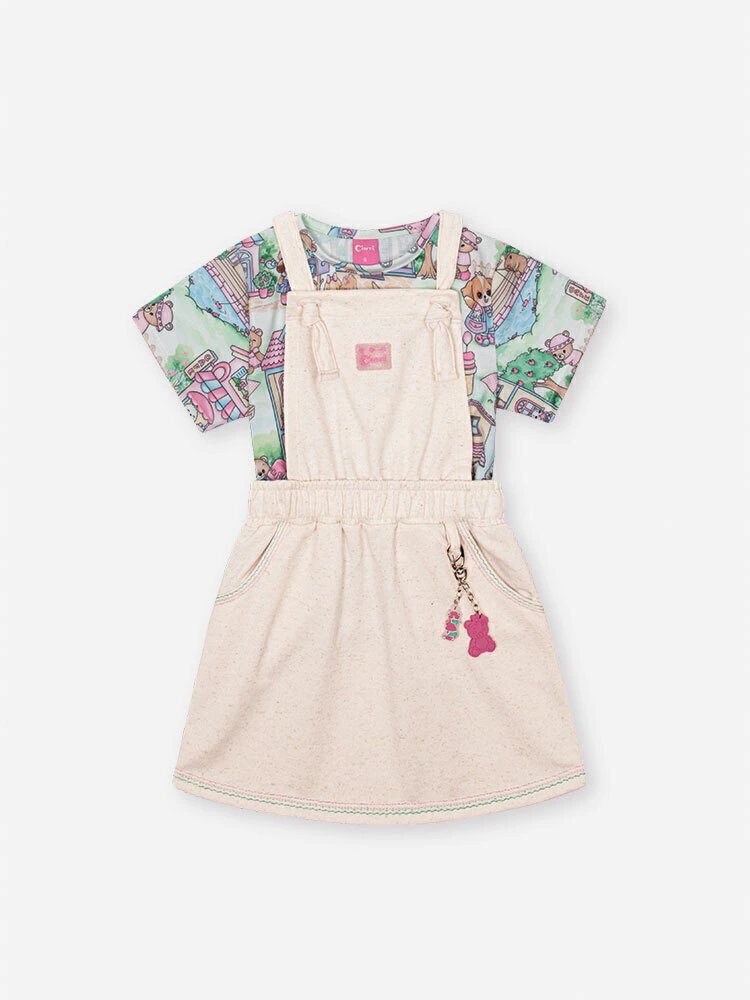 Conjunto Infantil com Blusa em New Stretch e Salopete em Moletom Linho, foto 2