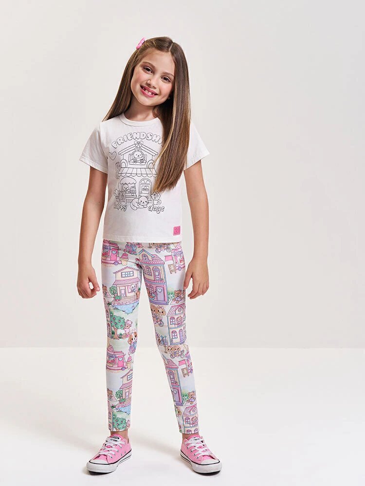 Blusa Infantil para Colorir com Canetinhas - Camiseta Menina Verão Interativa Natural/Cafeteria, foto 2