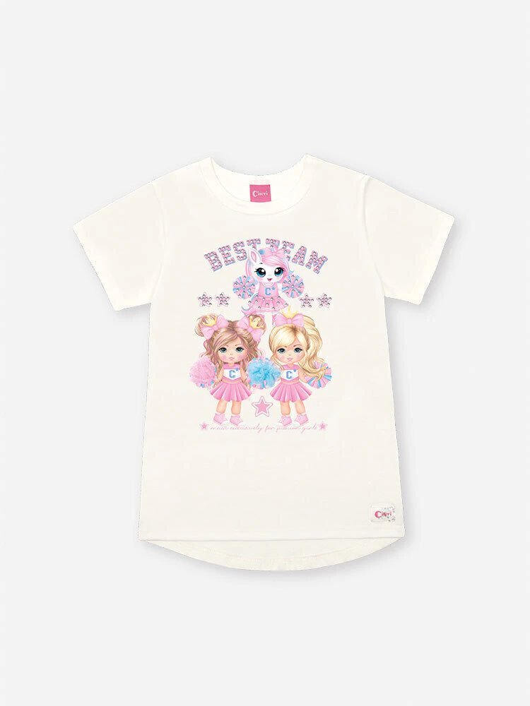 Conjunto Infantil Menina Cheerleader com Bermuda Ciclista Estampada Natural/Rs Confete, foto 3
