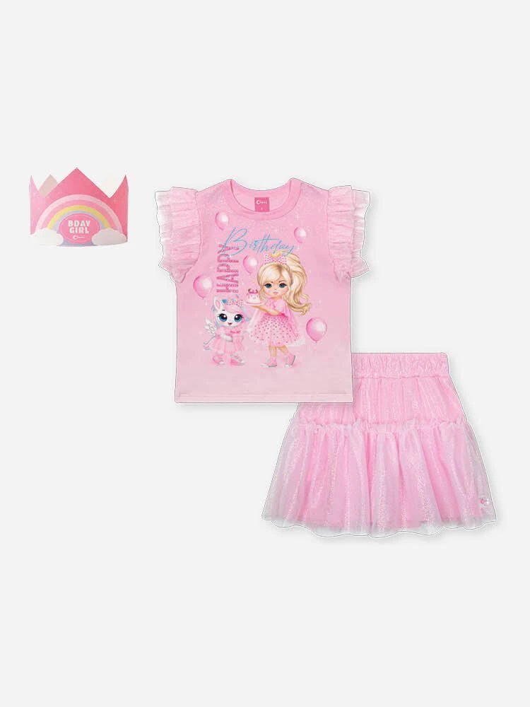 Conjunto Cinti Blusa e Short Saia Tule - Rosa Iogurte, foto 3