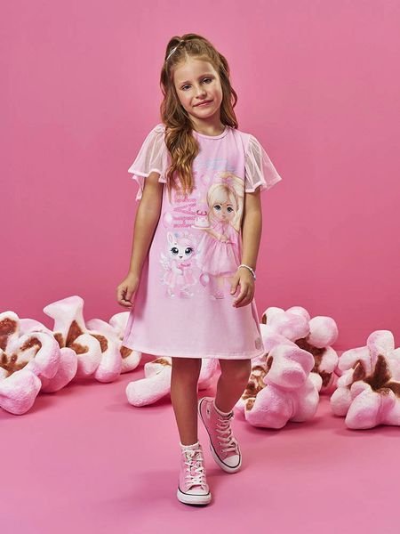 Vestido Infantil Cinti Verão Rosa Happy Birthday