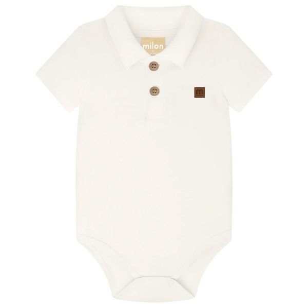 Body Polo Bebê Menino Liso Milon Maga curta - Off white
