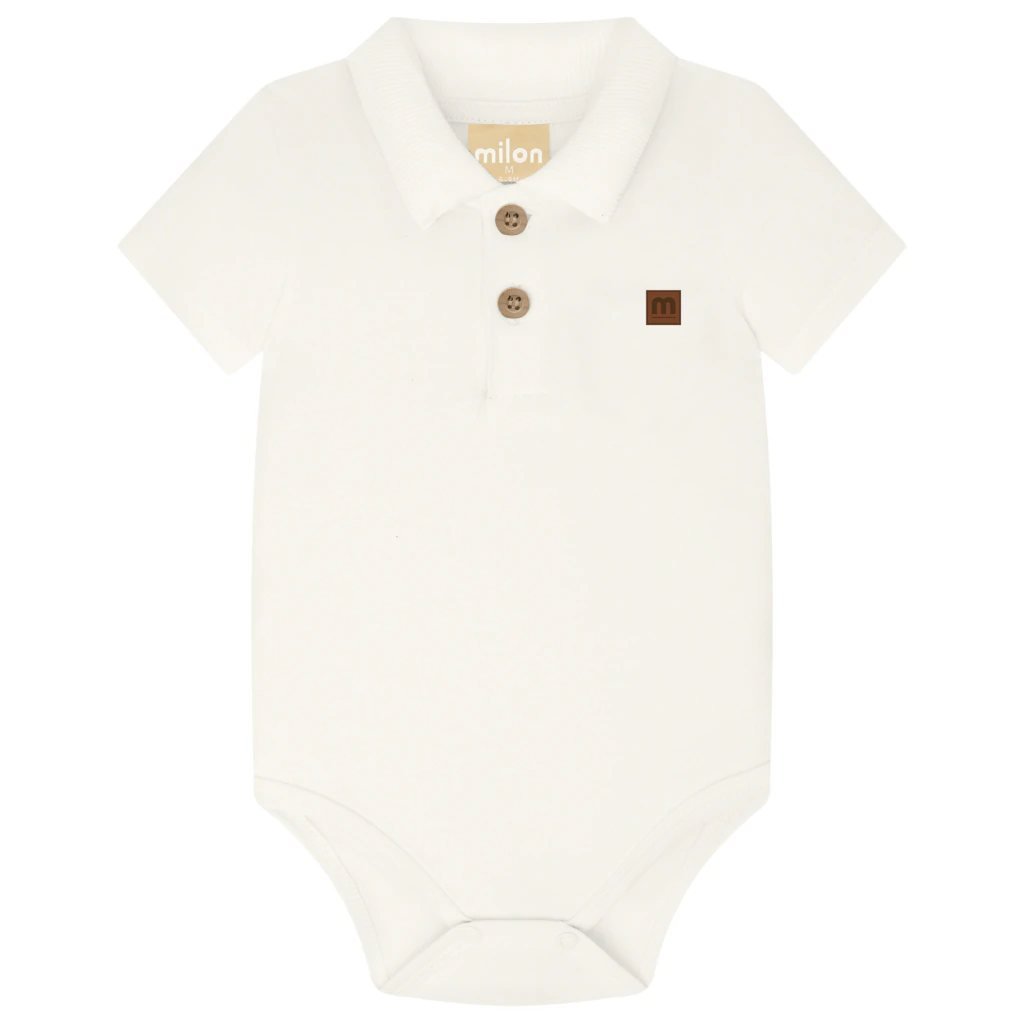 Body Polo Bebê Menino Liso Milon Maga curta - Off white