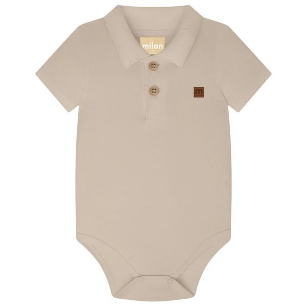 Body Polo Bebê Menino Liso Milon Maga curta - Amendoa