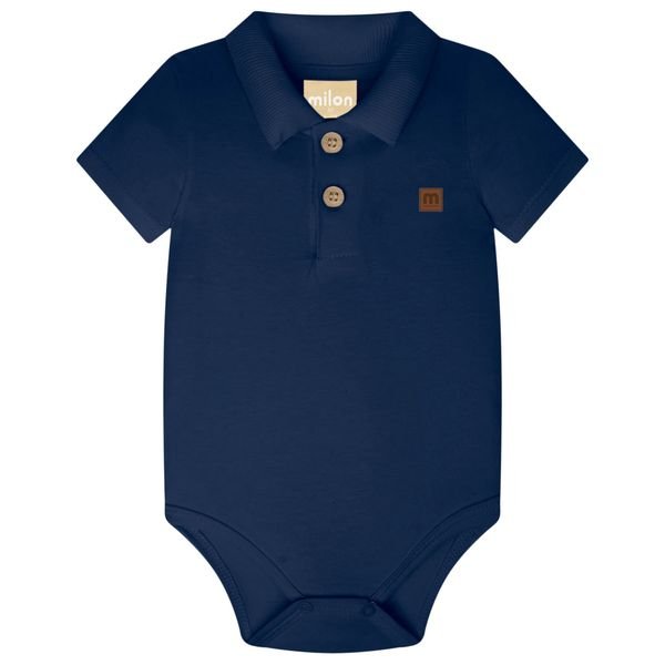 Body Polo Bebê Menino Liso Milon Maga curta - Marinho
