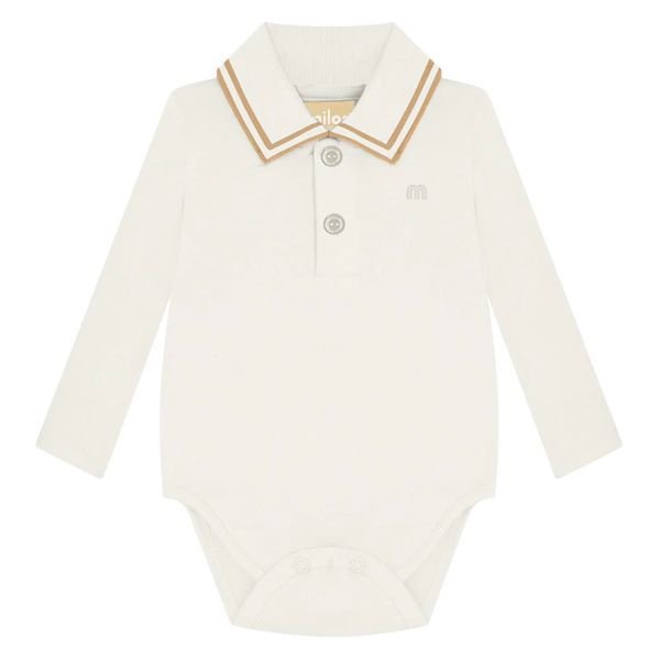 Body Polo Bebê Menino Liso Milon - Off white