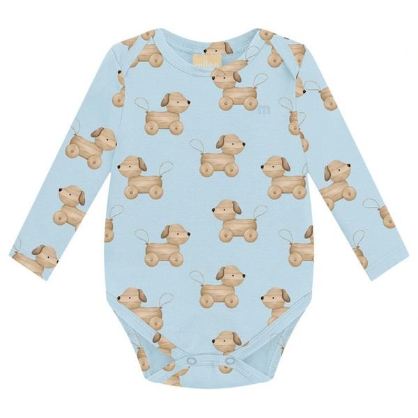 Body Bebê Menino em Cotton Milon - Azul claro