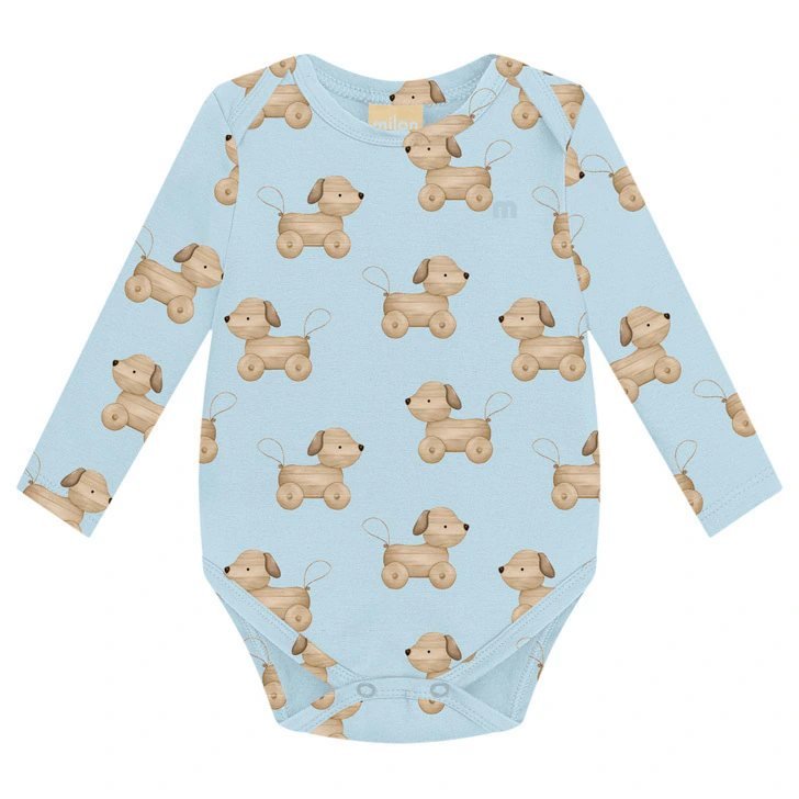 Body Bebê Menino em Cotton Milon - Azul claro