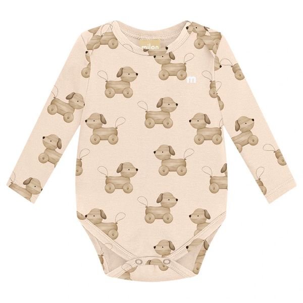 Body Bebê Menino em Cotton Milon - Bege