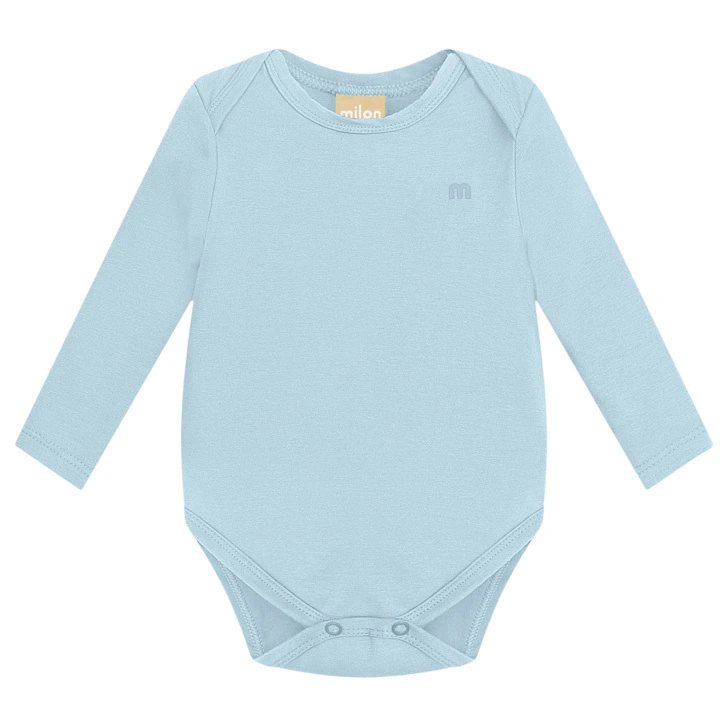 Body Bebê Masculino Liso Milon - Azul claro
