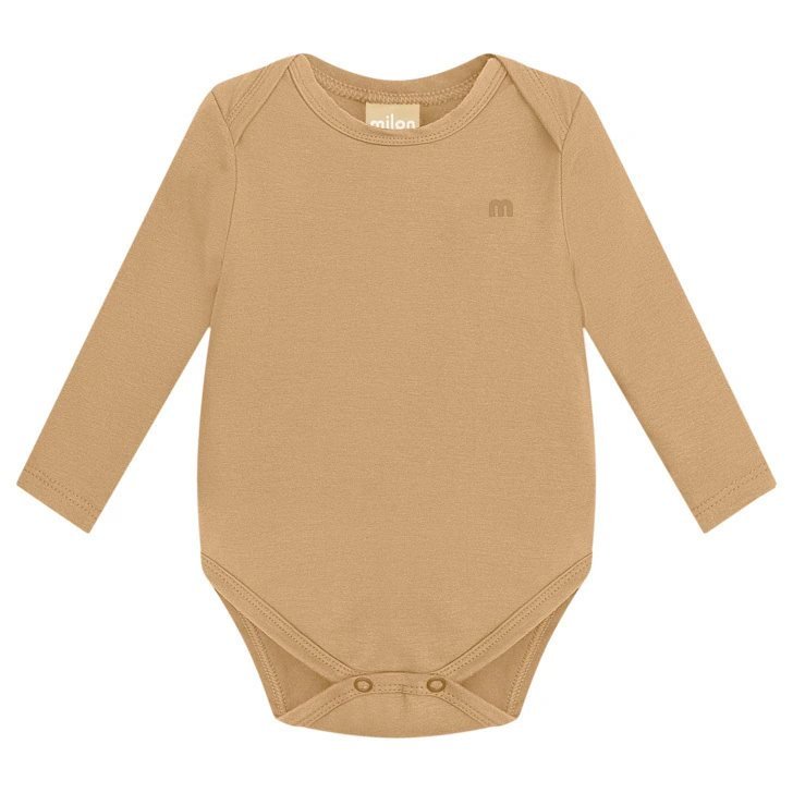 Body Bebê Masculino Liso Milon - Caramelo