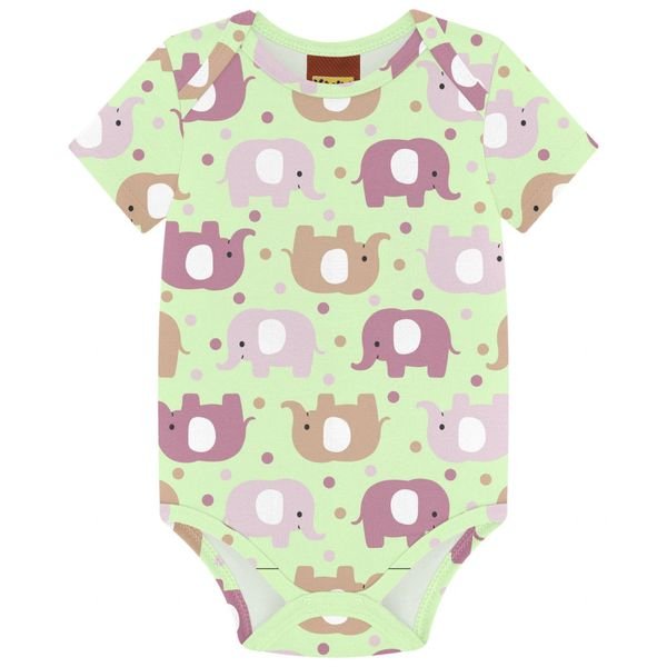 Body Kyly Bebê Menina Estampa - Verde claro