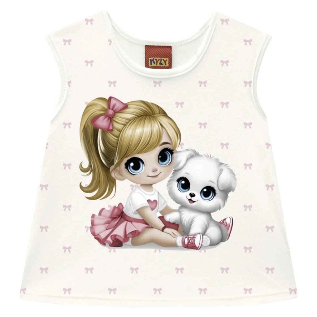 Regata Kyly Infantil Menina Estampa - Off white