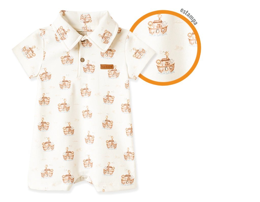 Macacão Curto Pingo Lelê Masculino Arca de Noé Gola Polo, foto 2