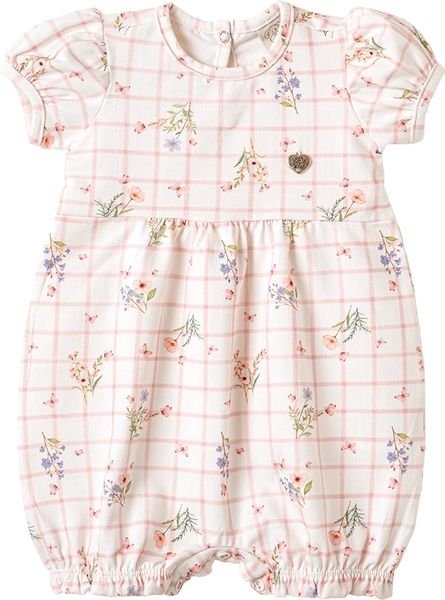 Macacão Pingo Lelê Curto Feminino Xadrez Floral