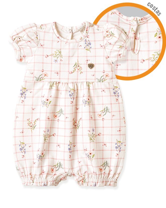 Macacão Pingo Lelê Curto Feminino Xadrez Floral, foto 3