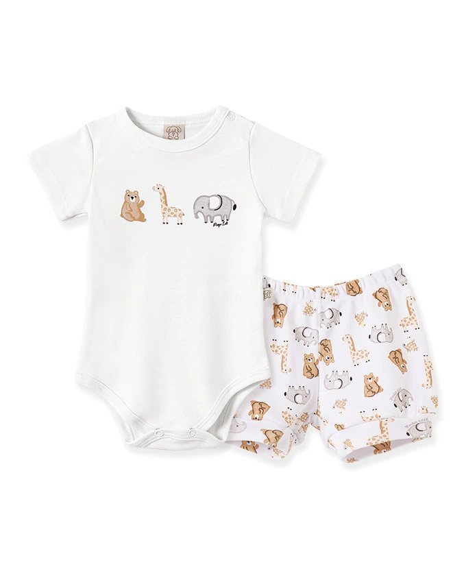 Conjunto Pingo Lelê Body Manga Curta e Shorts