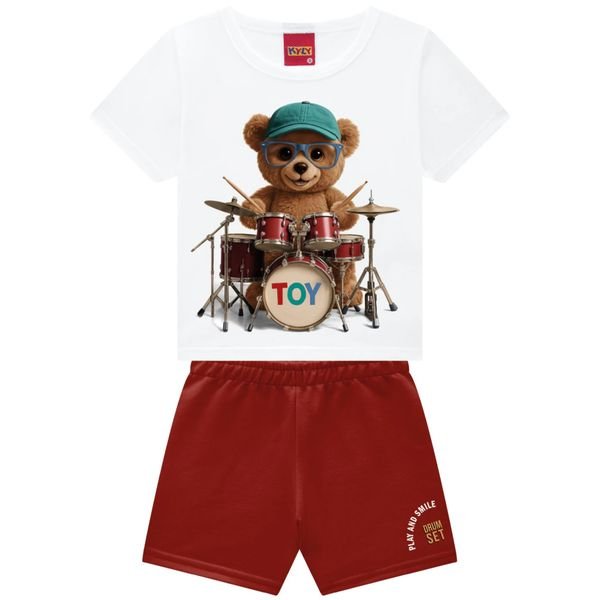 Conjunto Infantil Menino Ursinho Kyly - Branco