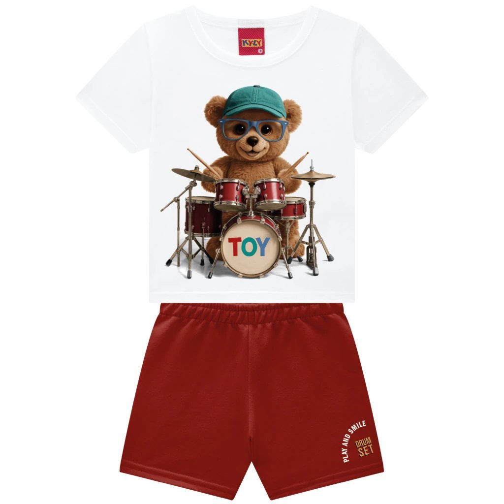 Conjunto Infantil Menino Ursinho Kyly - Branco