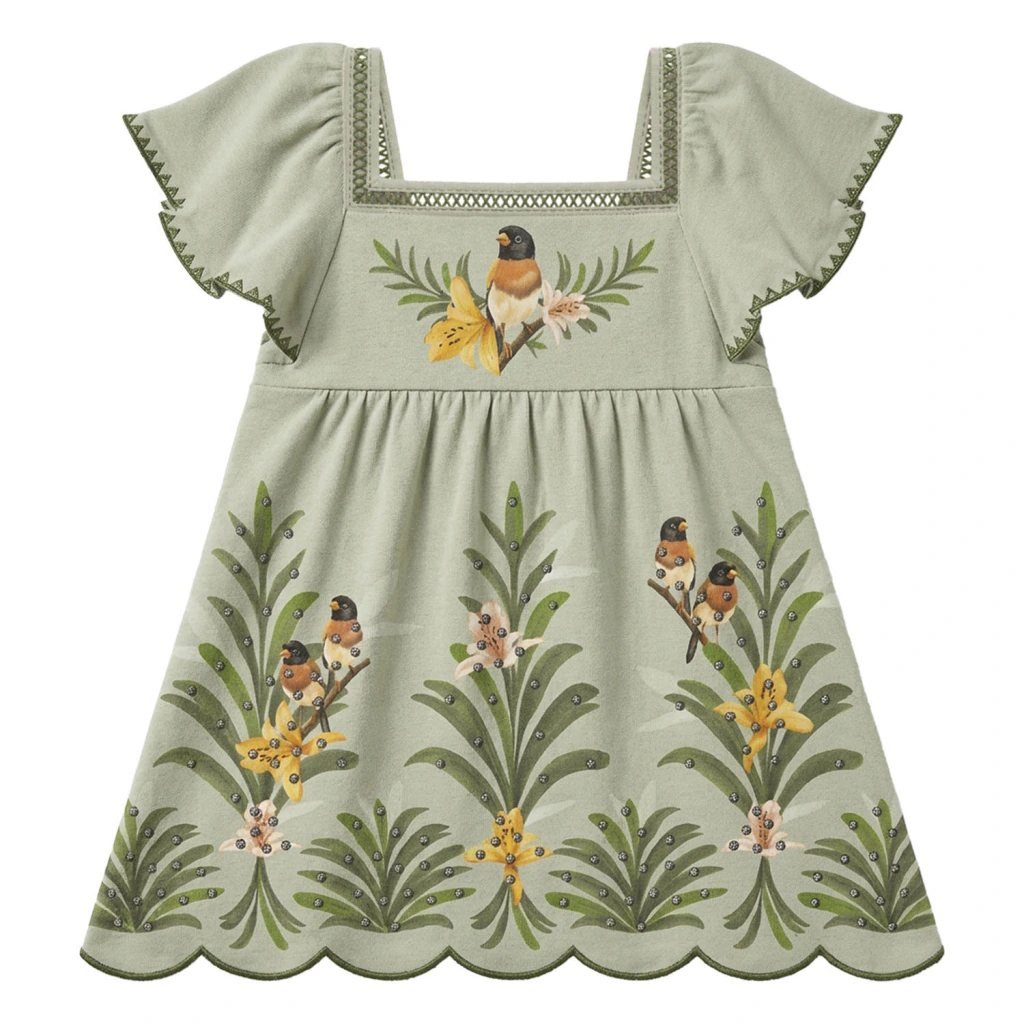 Vestido Infantil Menina com Strass Nanai - Verde