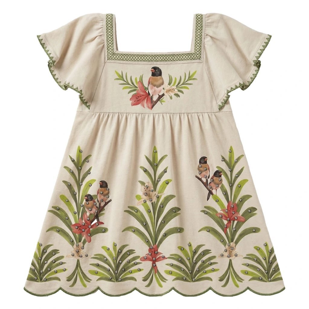 Vestido Infantil Menina com Strass Nanai - Bege
