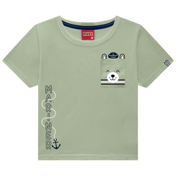 Camiseta Infantil Menino Ursinho Kyly - Verde salvia