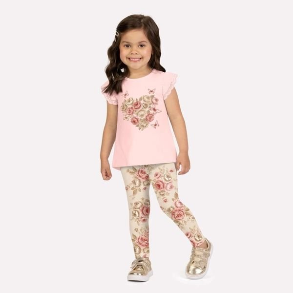 Conjunto Infantil Menina Flores Milon