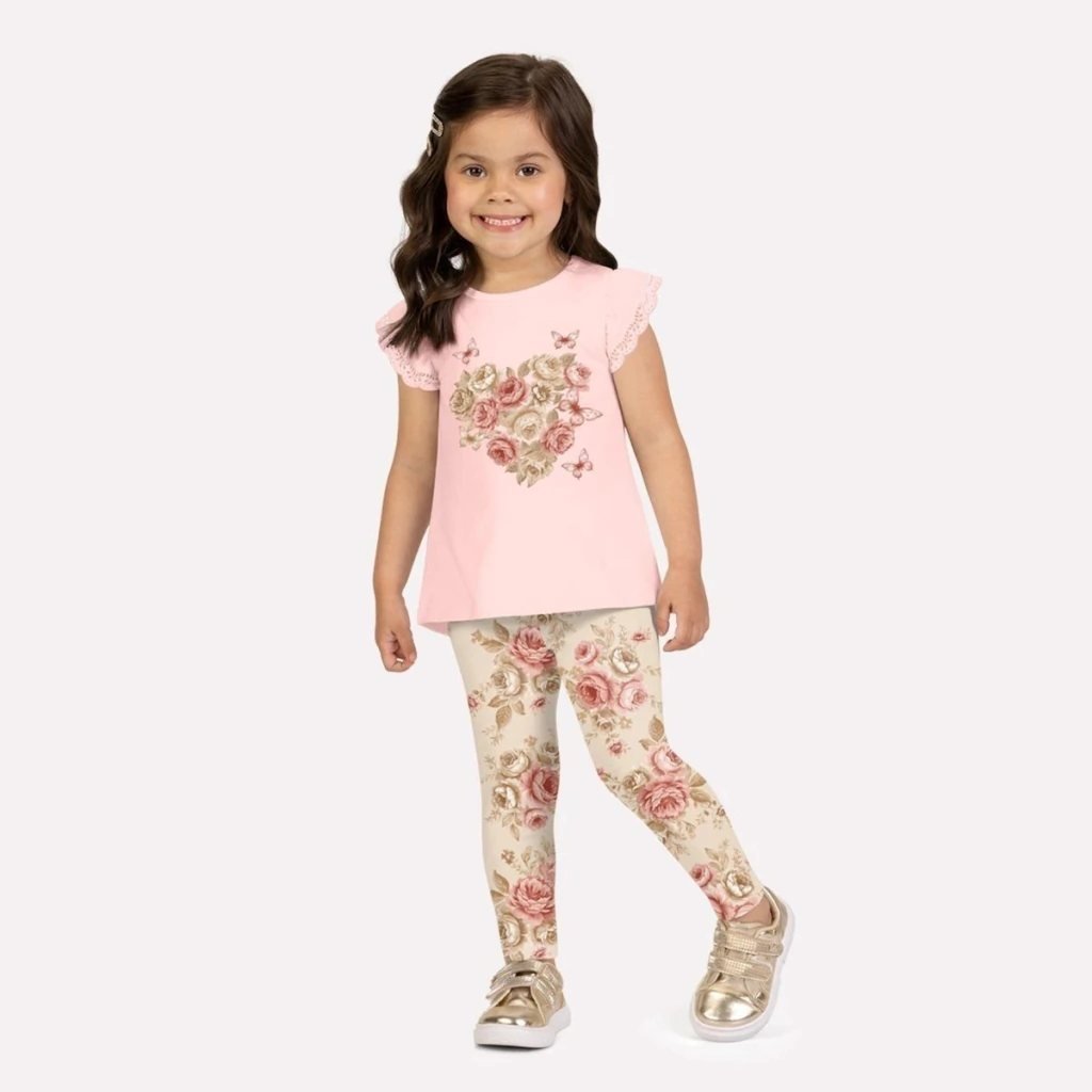 Conjunto Infantil Menina Flores Milon