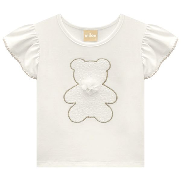 Blusa Infantil Menina Ursinho Milon - Off white