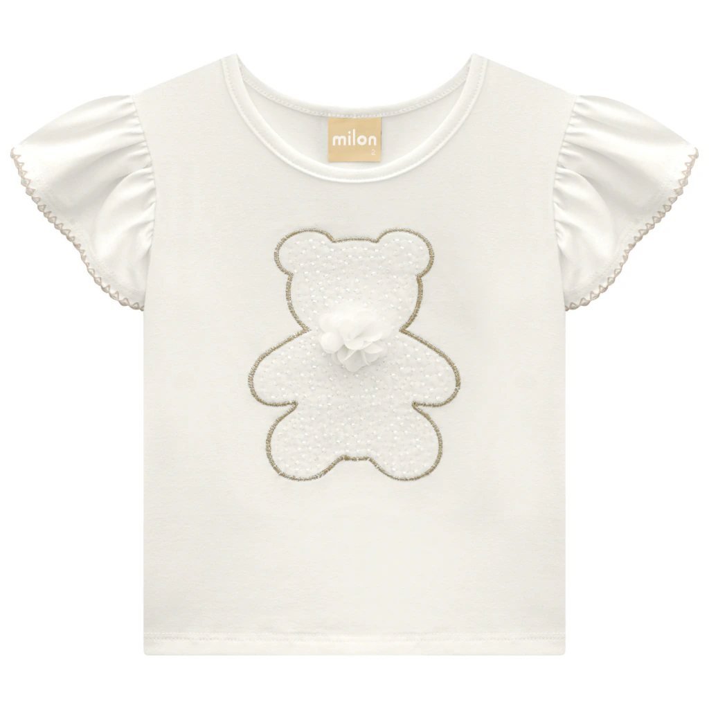 Blusa Infantil Menina Ursinho Milon - Off white