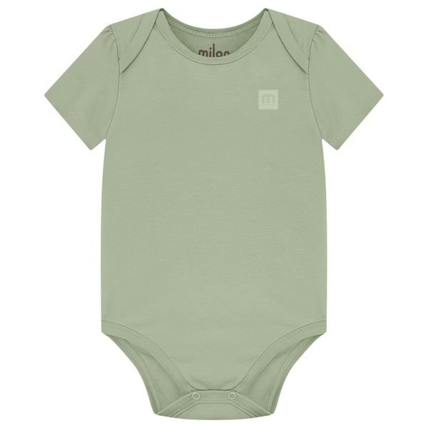Body Milon Masculino Manga Curta Liso - Verde salvia